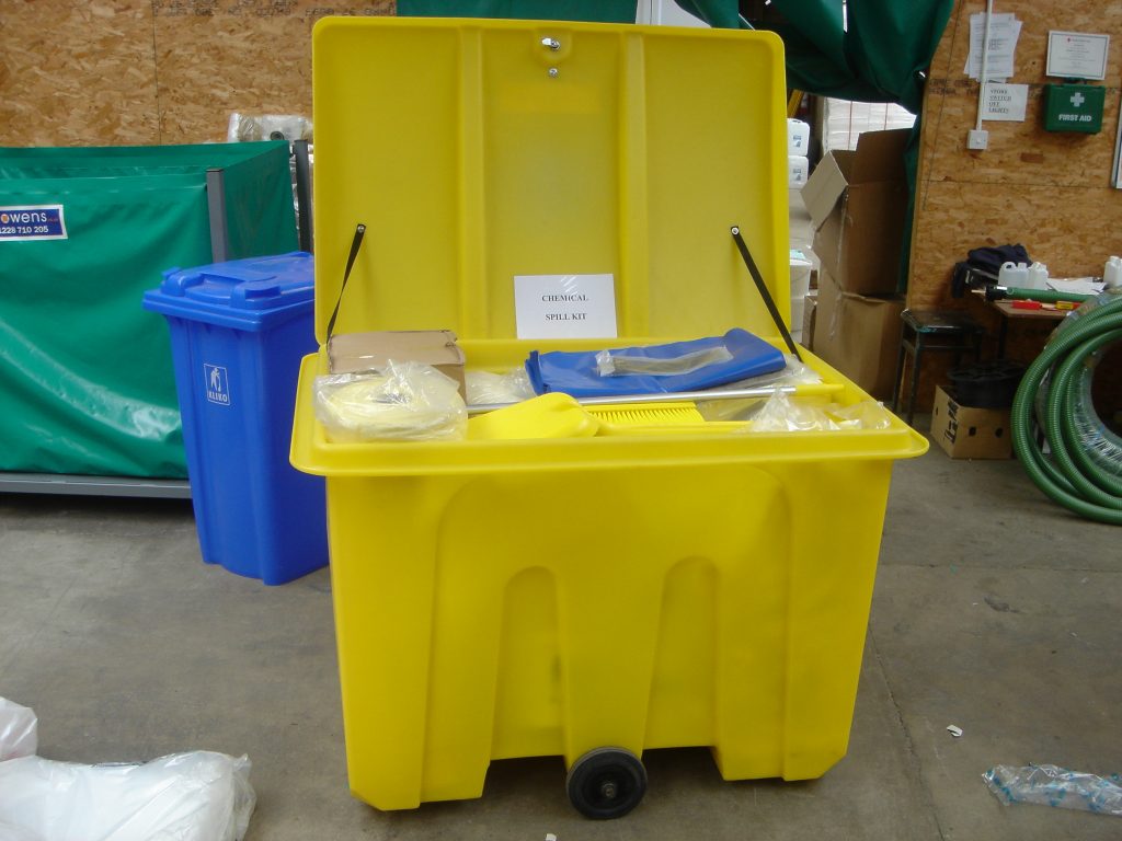 Chemical Spill Kit 4 Wheel PE Bin 1000L Cowens